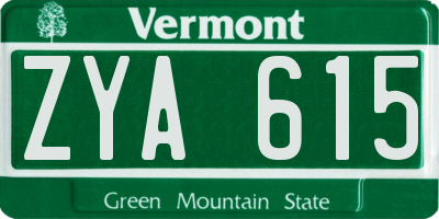 VT license plate ZYA615