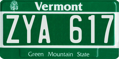 VT license plate ZYA617