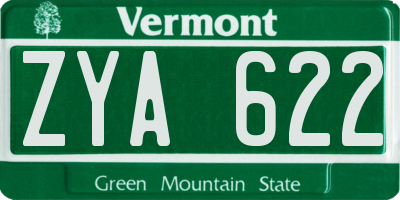 VT license plate ZYA622
