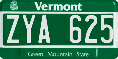 VT license plate ZYA625