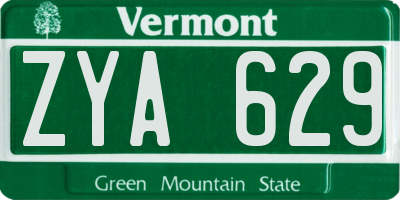 VT license plate ZYA629