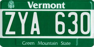 VT license plate ZYA630
