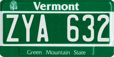 VT license plate ZYA632