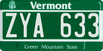 VT license plate ZYA633