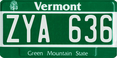 VT license plate ZYA636