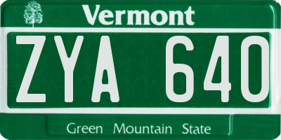 VT license plate ZYA640