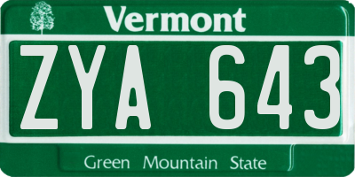 VT license plate ZYA643