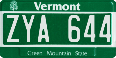VT license plate ZYA644