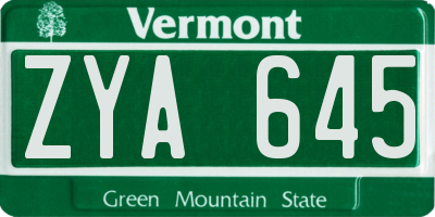 VT license plate ZYA645