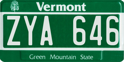 VT license plate ZYA646