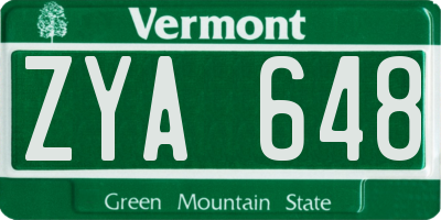 VT license plate ZYA648