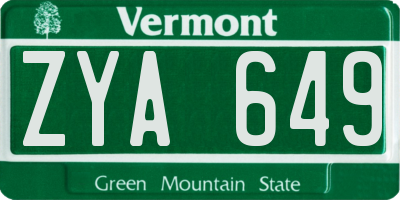 VT license plate ZYA649