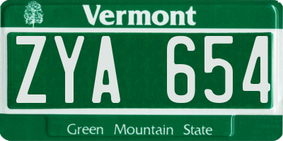 VT license plate ZYA654