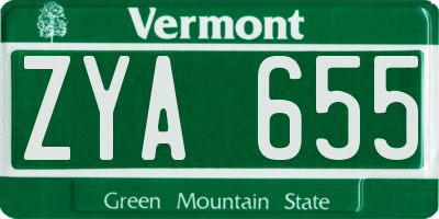 VT license plate ZYA655