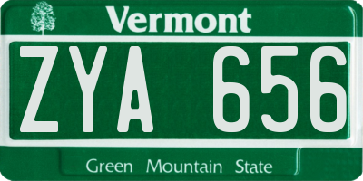 VT license plate ZYA656