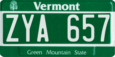 VT license plate ZYA657
