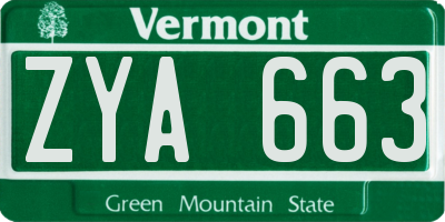 VT license plate ZYA663