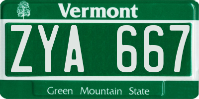 VT license plate ZYA667