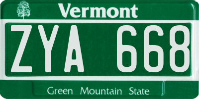 VT license plate ZYA668