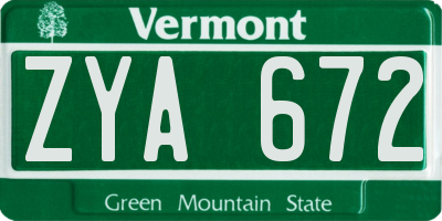 VT license plate ZYA672