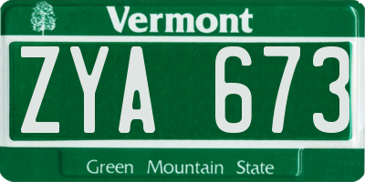 VT license plate ZYA673