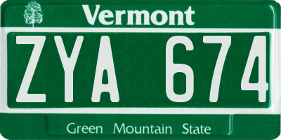 VT license plate ZYA674