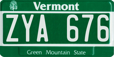 VT license plate ZYA676