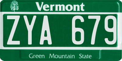 VT license plate ZYA679