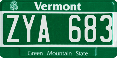 VT license plate ZYA683