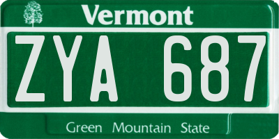 VT license plate ZYA687