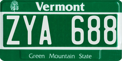 VT license plate ZYA688