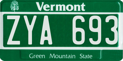 VT license plate ZYA693