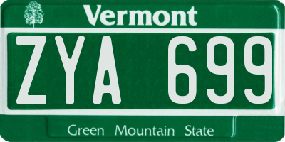 VT license plate ZYA699