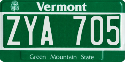 VT license plate ZYA705