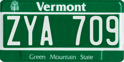 VT license plate ZYA709