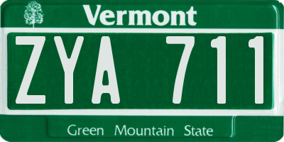 VT license plate ZYA711
