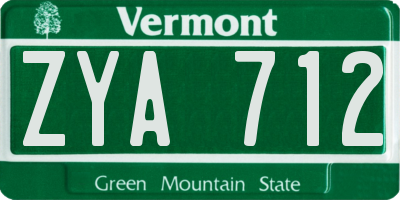 VT license plate ZYA712
