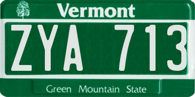 VT license plate ZYA713