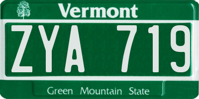VT license plate ZYA719