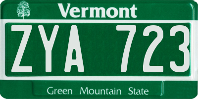 VT license plate ZYA723
