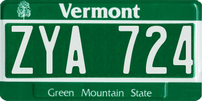 VT license plate ZYA724