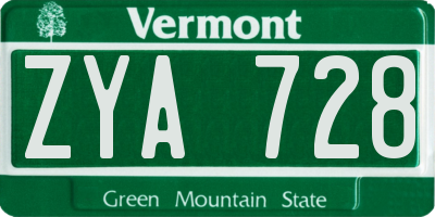 VT license plate ZYA728