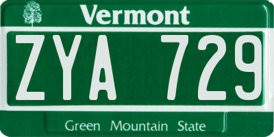 VT license plate ZYA729