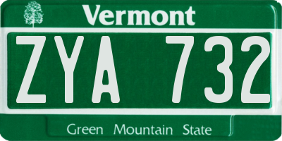 VT license plate ZYA732