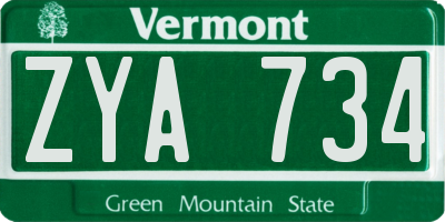 VT license plate ZYA734