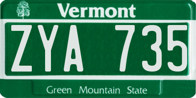 VT license plate ZYA735
