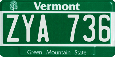 VT license plate ZYA736