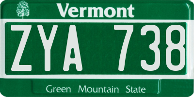 VT license plate ZYA738