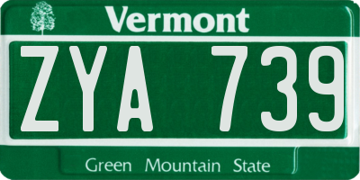 VT license plate ZYA739