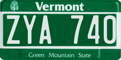 VT license plate ZYA740